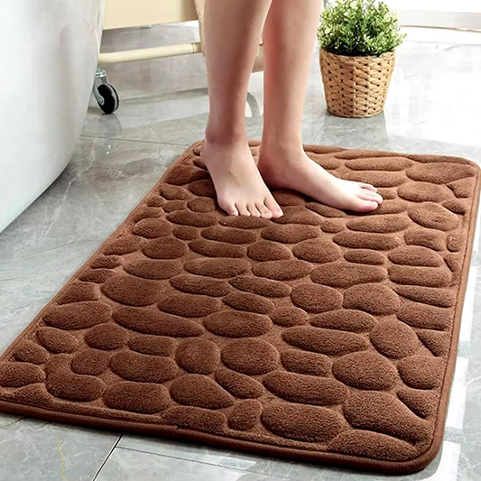 Cobblestone Bath Mat 🚿 – Rapid Water Absorbent, Non-Slip, Washable & Ultra-Soft Bathroom Carpet